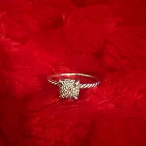 David Yurman Chatelaine Silver Ring with Full Pave Diamonds.